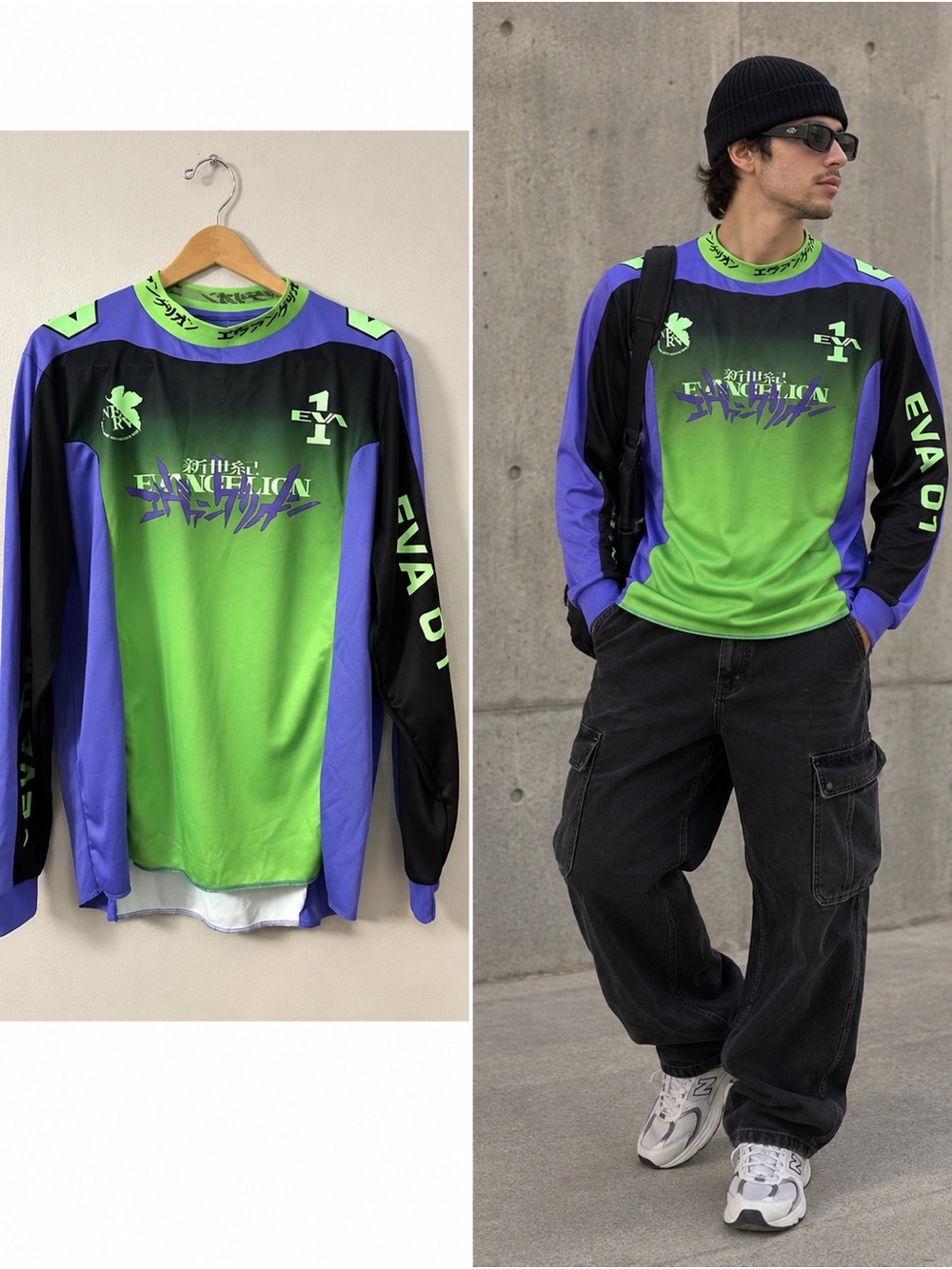 BoxLunch Neon Genesis Evangelion Ikari Motocross Jersey Men's Size XL